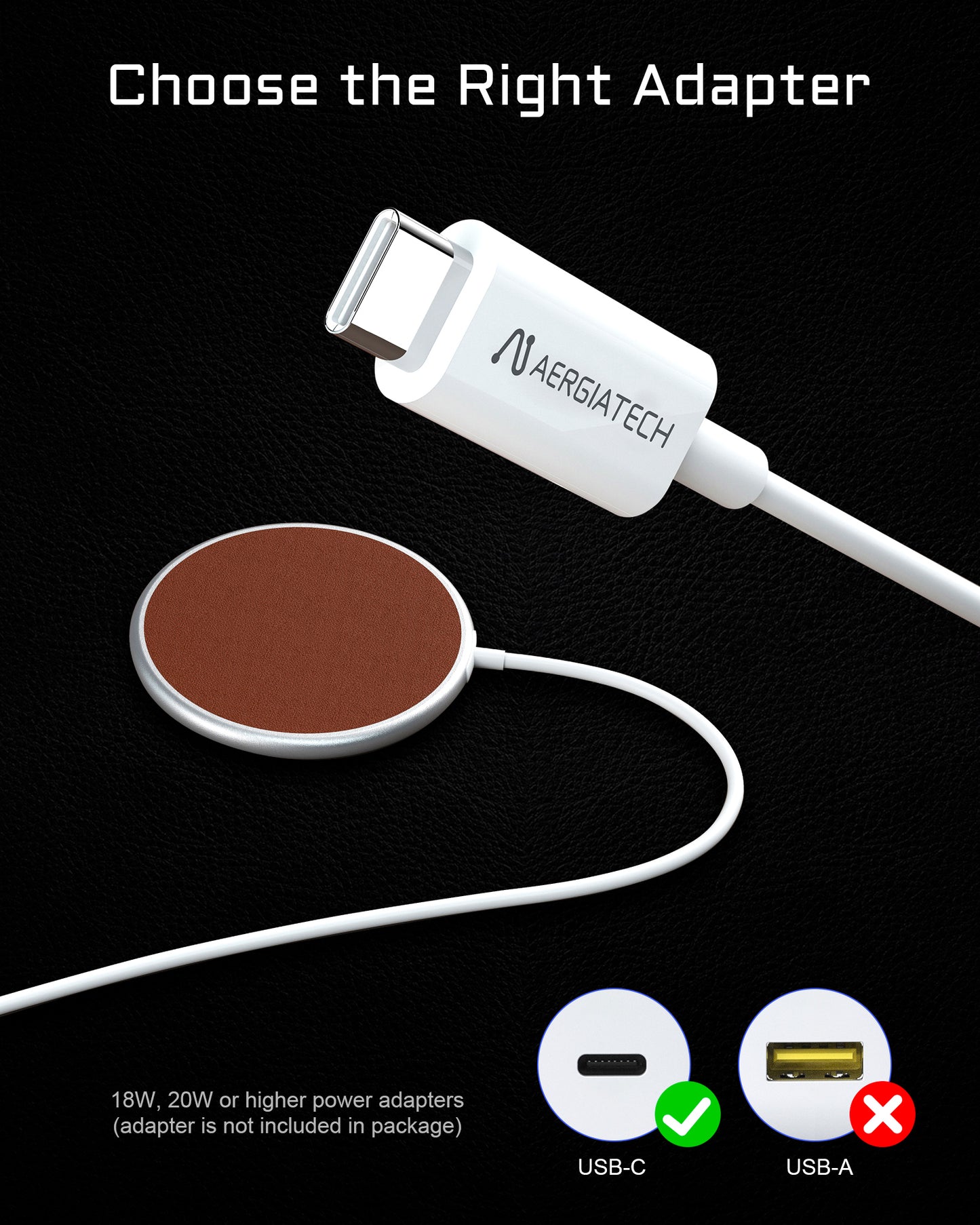 Aergiatech 15W Max Fast Wireless Charging Pad（Brown）